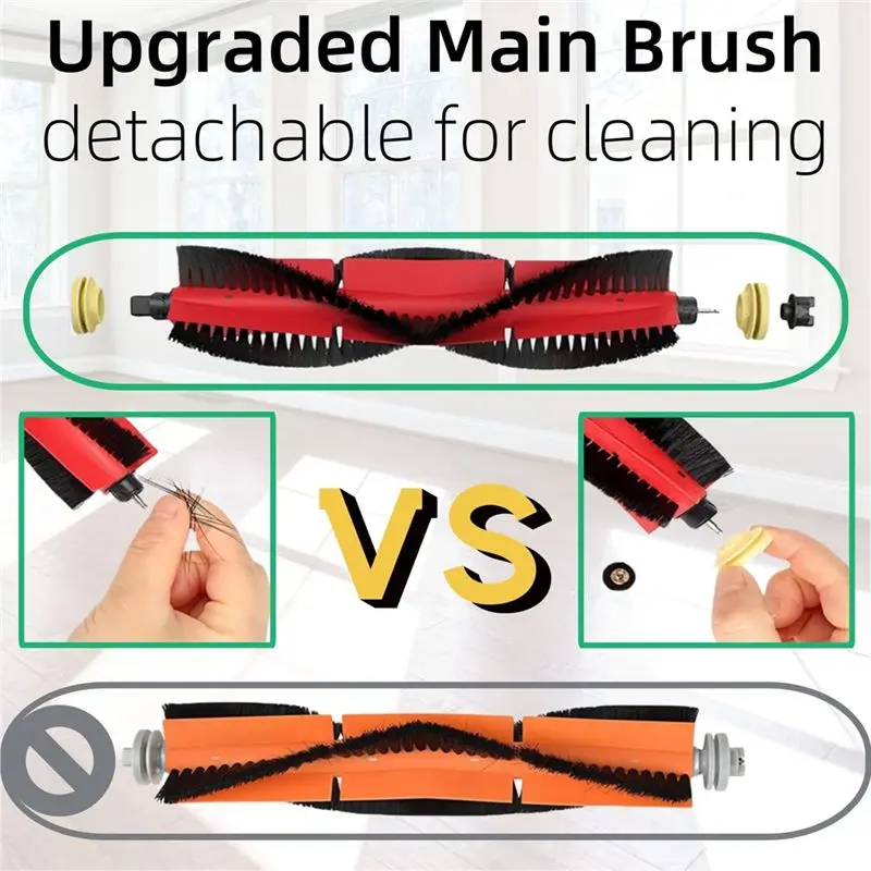 ABGG-Replacement Spare Parts For Roborock S6 Pure S6 S4 Max S6 Maxv S5 Max S4 E25 E35- Main Side Brush Filter Mop Cloth Set