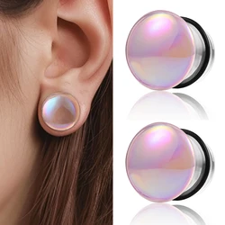 Vanku 2PCS New Glass Ear Gauges Mushroom Single Flare Plugs Tunnels Ear Lobe Stretching Piercing