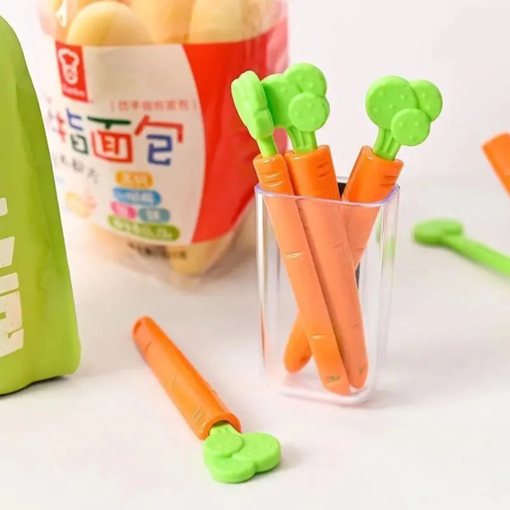 5Pcs Sealing Tongs Food Bag Closure Clip Cartoon Carrot Shape Moisture-Proof Clamp Fresh Keeping Kitchen Accessories