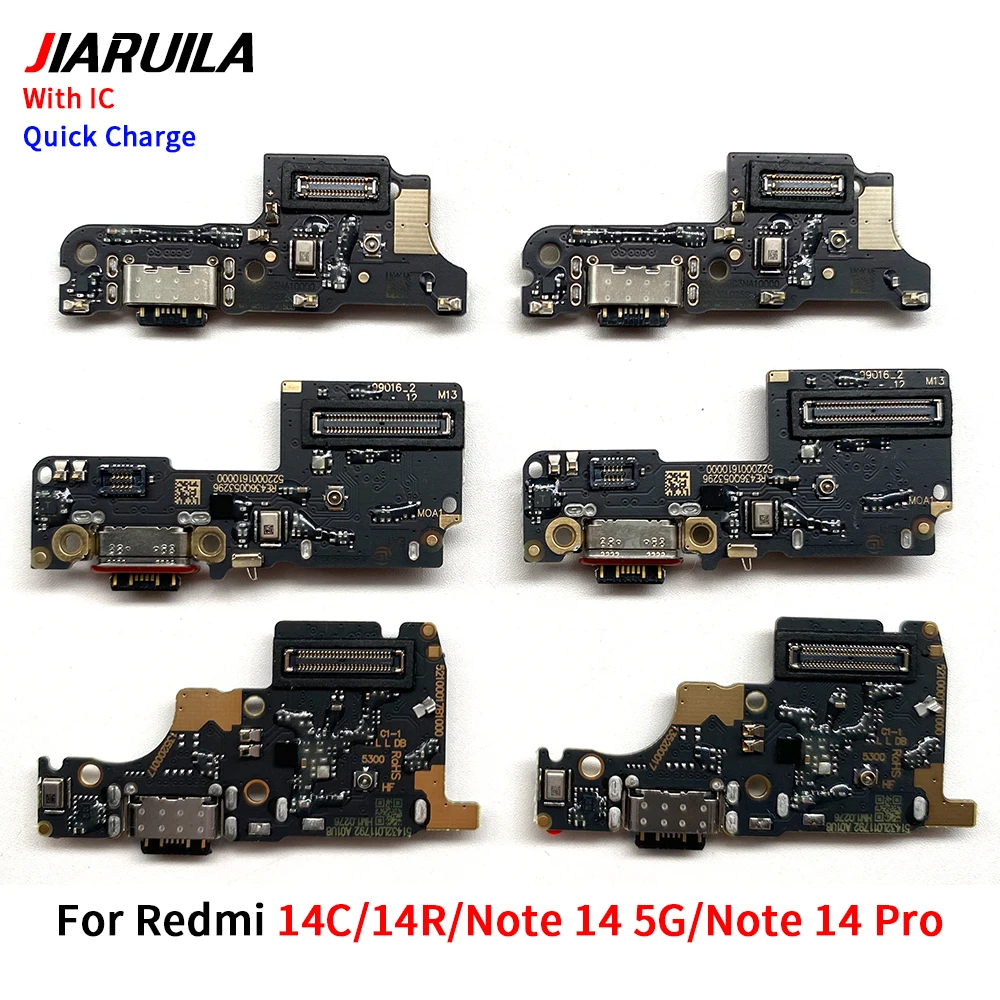 10Pcs For Xiaomi Redmi 14C Note 14 5G Note 14 Pro 14 Pro Plus USB Charging Port Mic Microphone Dock Connector Board Flex Cable