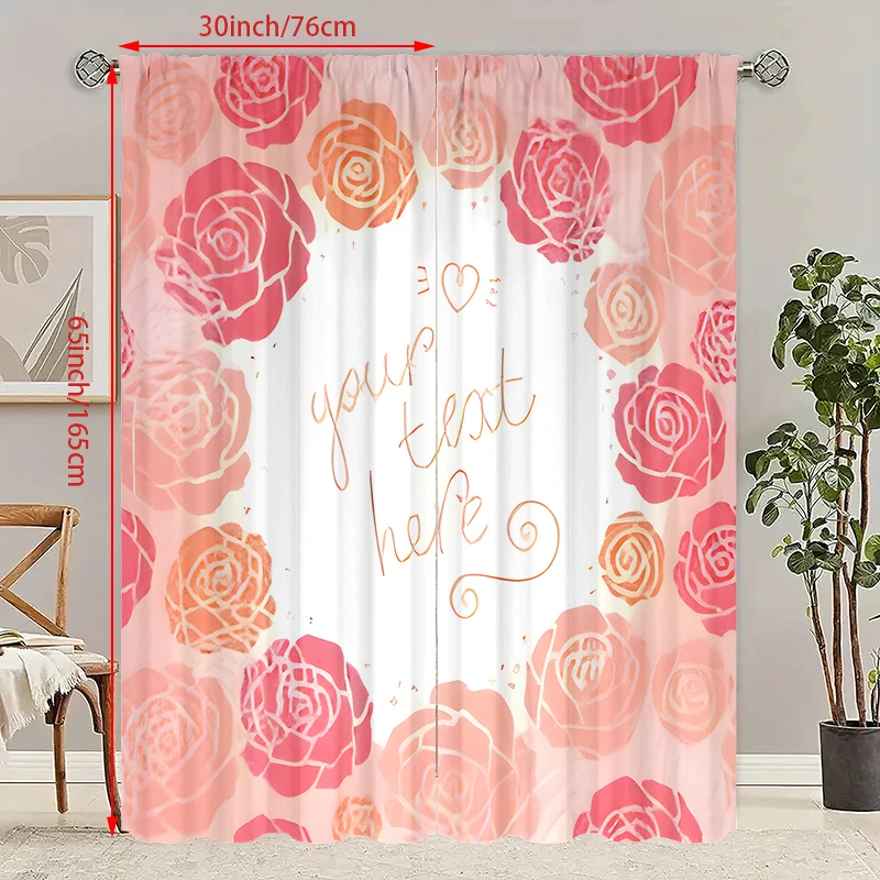 

2шт - Занавеска с принтом «Я люблю тебя» на День святого Валентина — материал полиэстер — подходит для спальни, гостиной, кабинета, частного пространства.