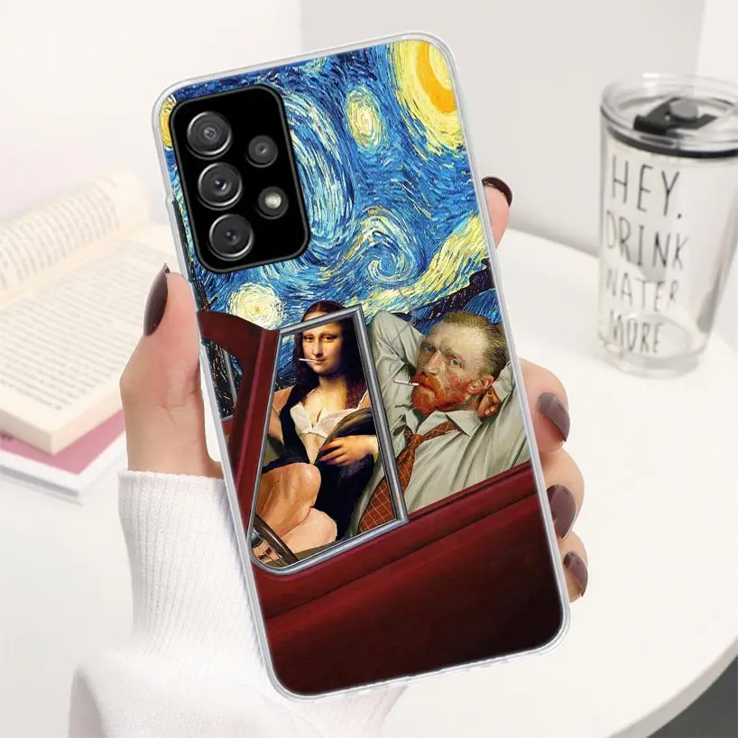 Van Gogh Mona Lisa Funny Art Phone Case For Samsung Galaxy A52 A53 A54 A55 A12 A13 A14 A15 A22 A23 A24 A25 A32 A33 A34 A35 A03S