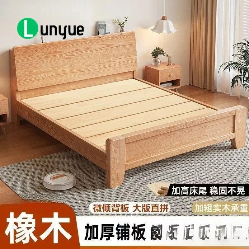 Solid Wood Bed Oak High Box Storage Air Pressure Lift Thickened Headboard E0 Grade Eco Friendly Household Furniture New
