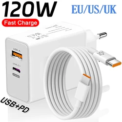 120W Fast Charger USB Type C PD Cable Fast Charging Quick Charge Adapter For iPhone 17 16 15 Pro Xiaomi Samsung Oneplus Huawei