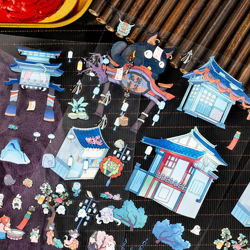 3sheets/bag Fun World 3D Miniature Landscape PET Sticker Bag for Hand Account Office Stationery Handbook Notebook Decoration