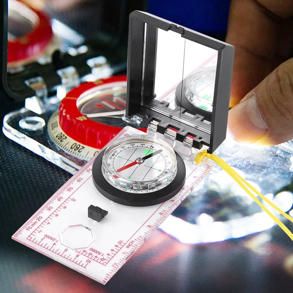 Durable With Mirror Compass with Lanyard Portable Navigation Compass Orienteering Compass Hiking