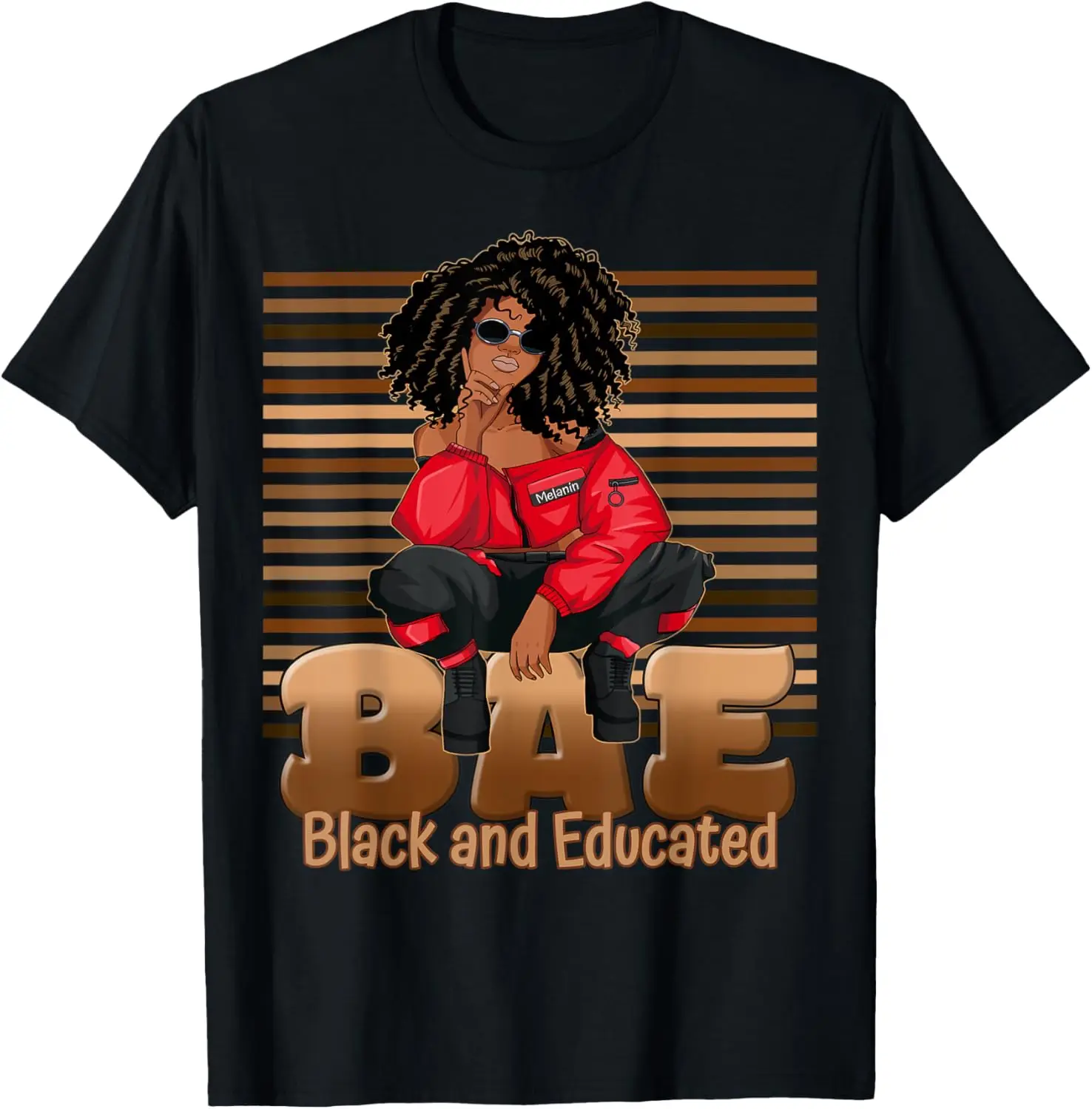 Cute Melanin BAE Black and Educated Afro Queen Woman Gift T-Shirt