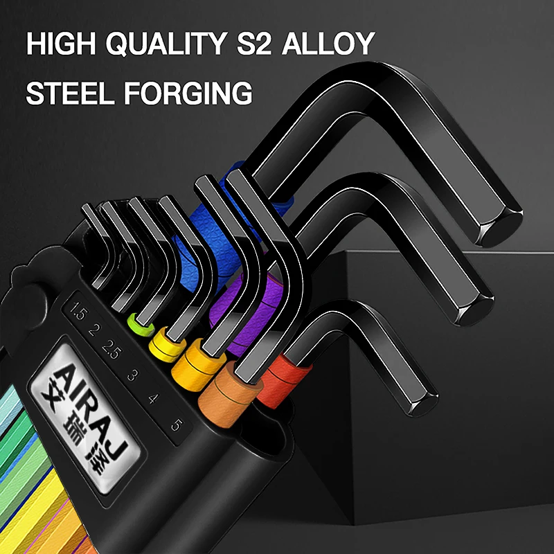 AIRAJ 9Pcs Allen Wrench Set L Type Colorful Double Hex Wrench Multifunctional Short Arm Tool Universal Wrench Tool