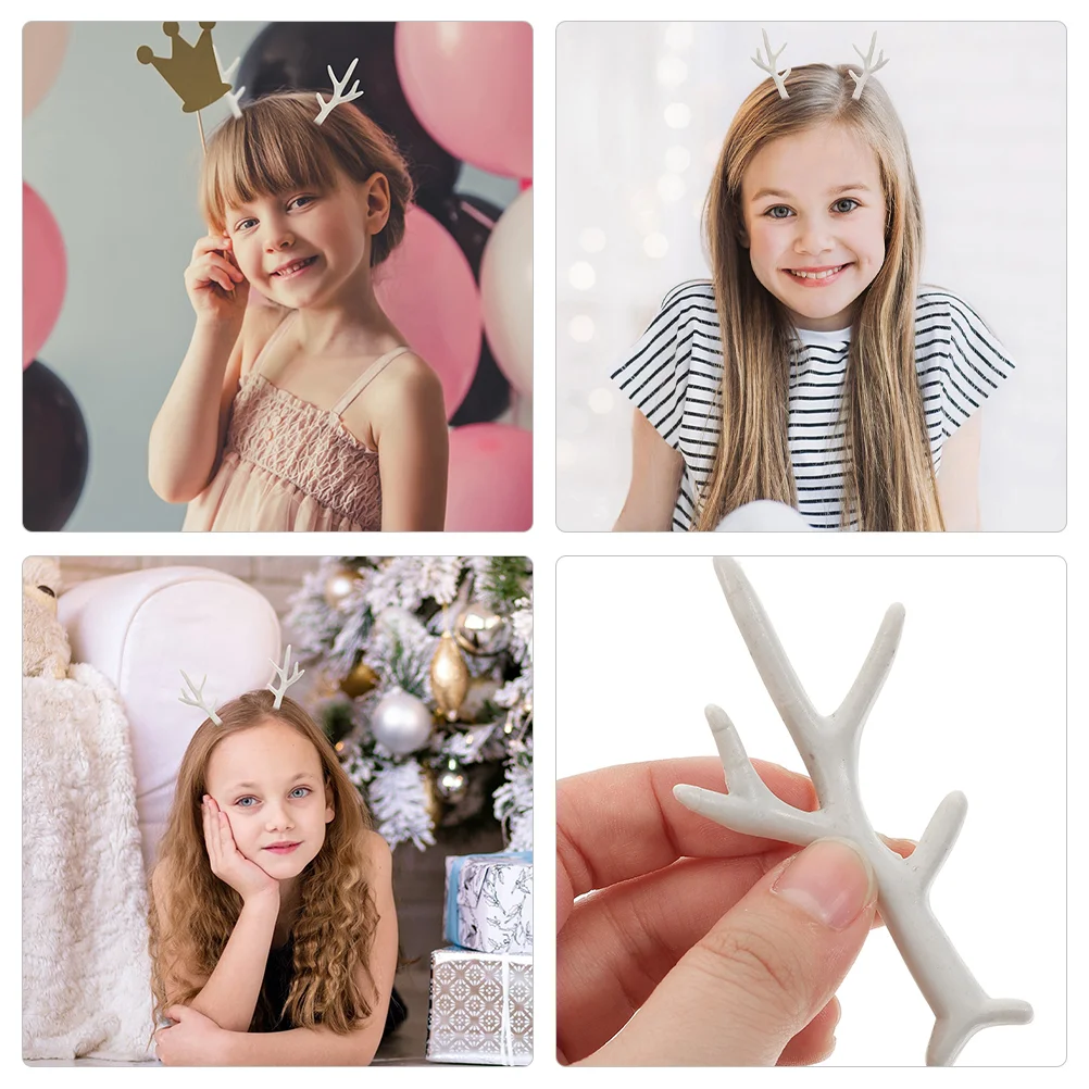 แถบคาดศีรษะ Antlers สําหรับ Hairpins ประดิษฐ์ DIY พลาสติกกวางสีขาว Headdress งานฝีมือตกแต่ง