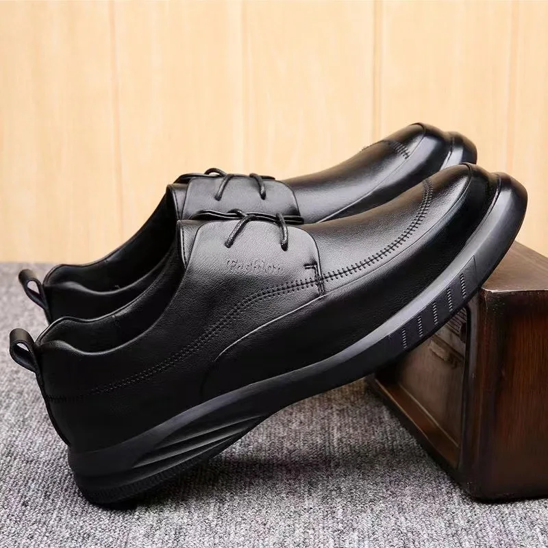 Soft Leather Casual Shoes for Men Spring Autumn New Designer Men\'s Dress Shoes Male Black Platform Loafers Male