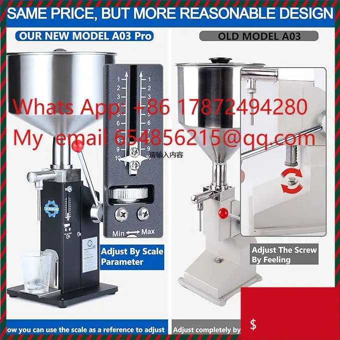 Stainless Steel Hopper Manual Paste Liquid Filling Machine, Adjustable For 5-50Ml Bottle Filling