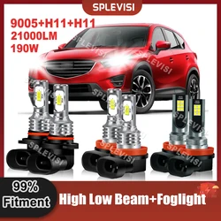 Car Light 9005+H11+H11 Combo LED High Low Foglamp 360 Degree Beam 9V-24V Replace For Mazda CX-5 2013 2014 2015 2016