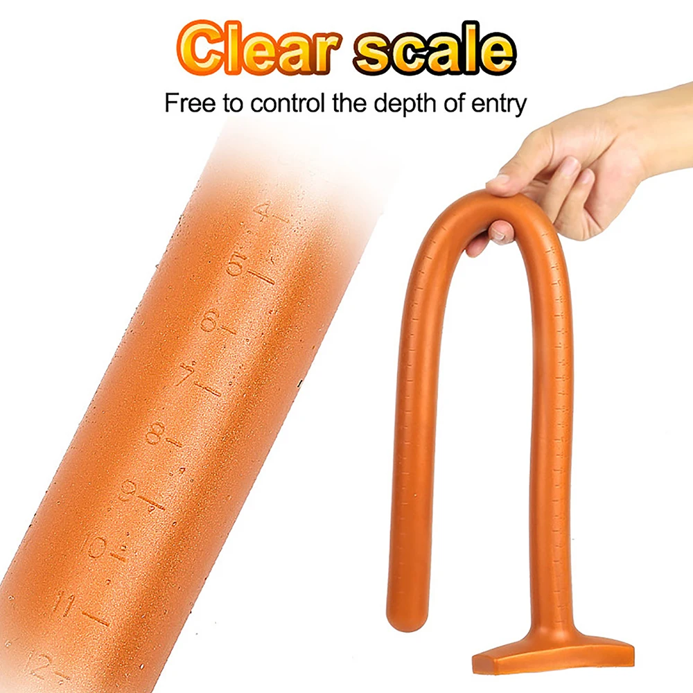 Liquid Silicone Extra Long Anal Plug Dildos Stimulate Anus Vagina Soft Anal Dilator with Length Scale Sex Toys Butt Plug Penis