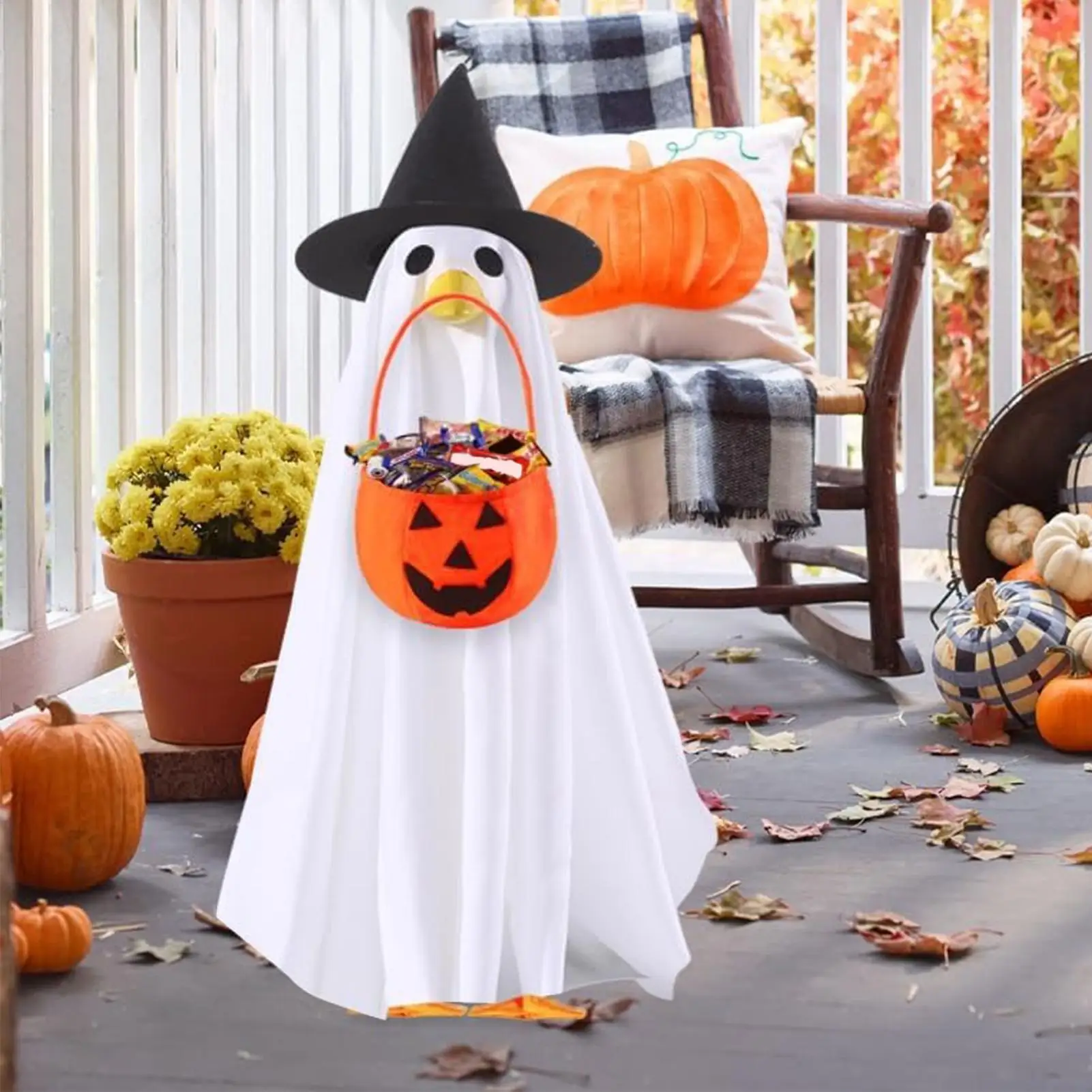 Porch Geese Halloween Outfit Ghost Holiday Ghost Clothes For Porch Geese Lawn Figurine Dress Up Clothes For Photo Backdrop