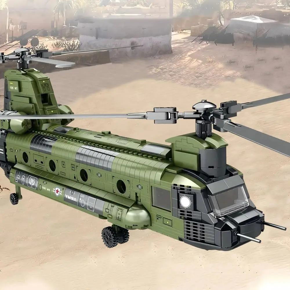Kit giocattolo per elicottero Chinook CH-47, blocchi di costruzione per velivoli da trasporto militare da 1451 pezzi per adolescenti e adulti