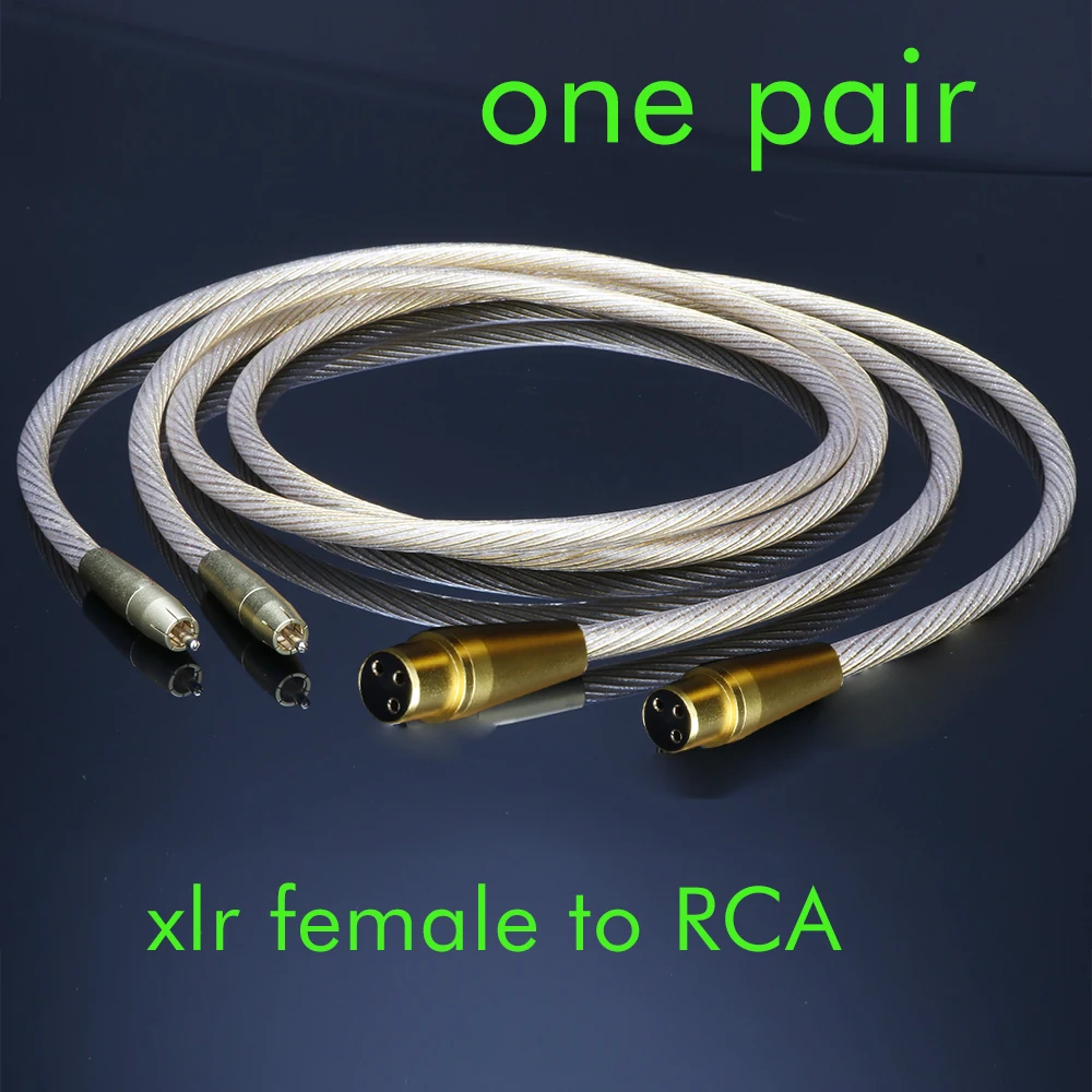 Gouden XLR-kabel 8N OCC verzilverd RCA verguld referentie-audiokabel met RCA XLR-stekker voor versterker/mixer