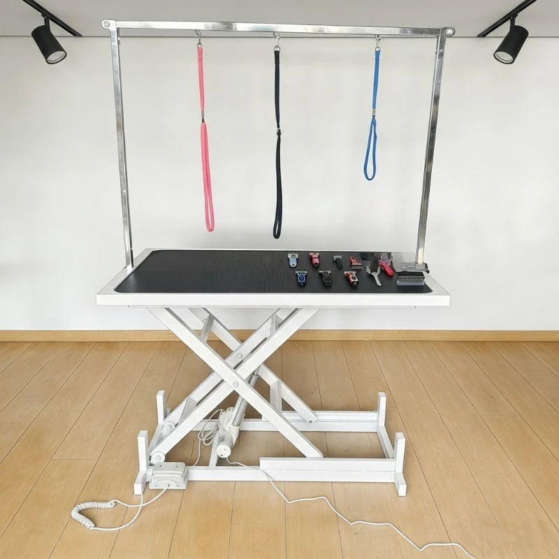 Series of competition electric lifting dog tables with a portable folding design for pet grooming products and services