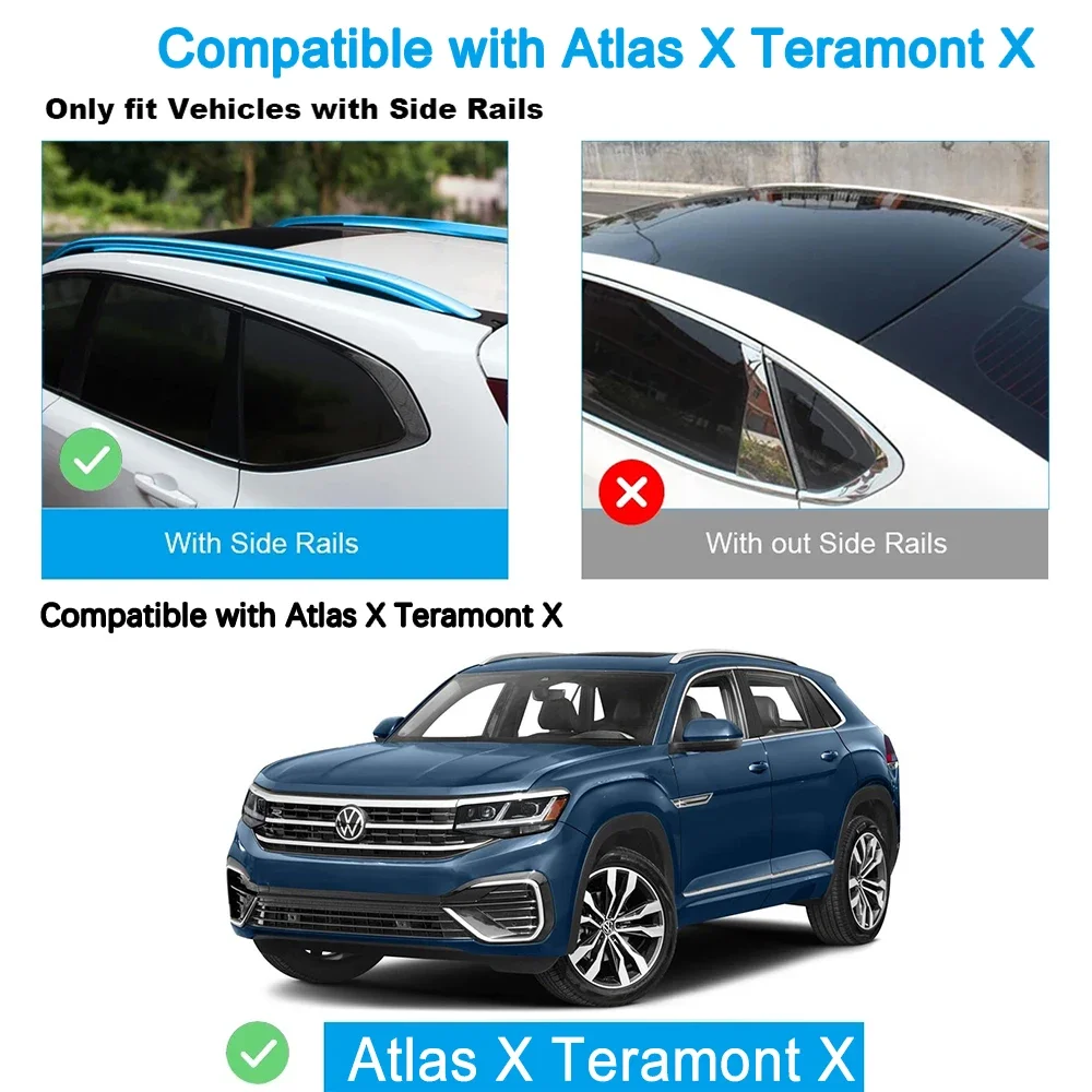 2Pcs Roof bars For Volkswagen Atlas Cross Sport / Teramont X  Aluminum Alloy Side Bars Cross Rails Roof Rack Luggage Carrier