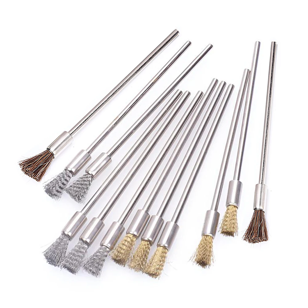 2/3PCS Stainless Steel Brush Wire Brass Horsehair Extension Rod Scratch Brushes for Drill Power Rotary Tool