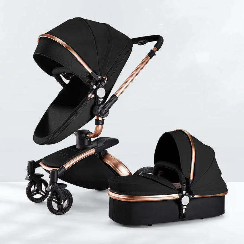 New Arrival High View Easy Collection 360 Degree Luxury Baby 2-In-1 Egg-Shaped Buggy Stroller Trolley For 0-3 Years Old Kids