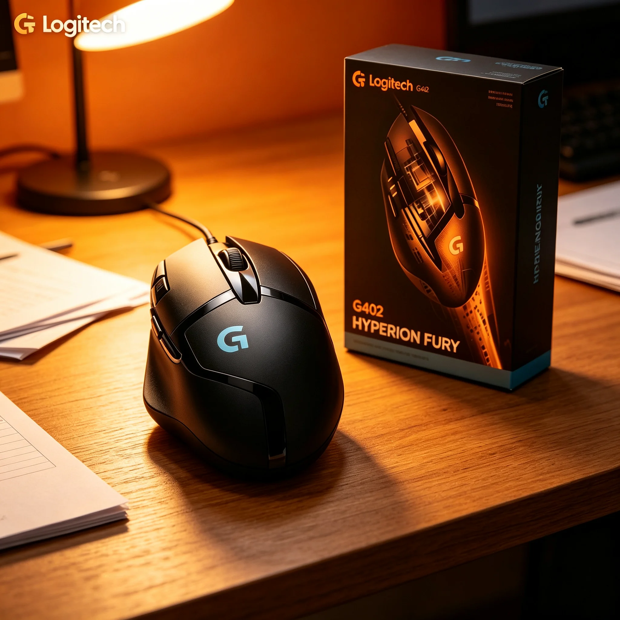 Genuine Logitech G402 USB Wired Optical Mouse, Long Service Life Switches, Comfort Right‑Hand Grip, Mice for Home Entertainment