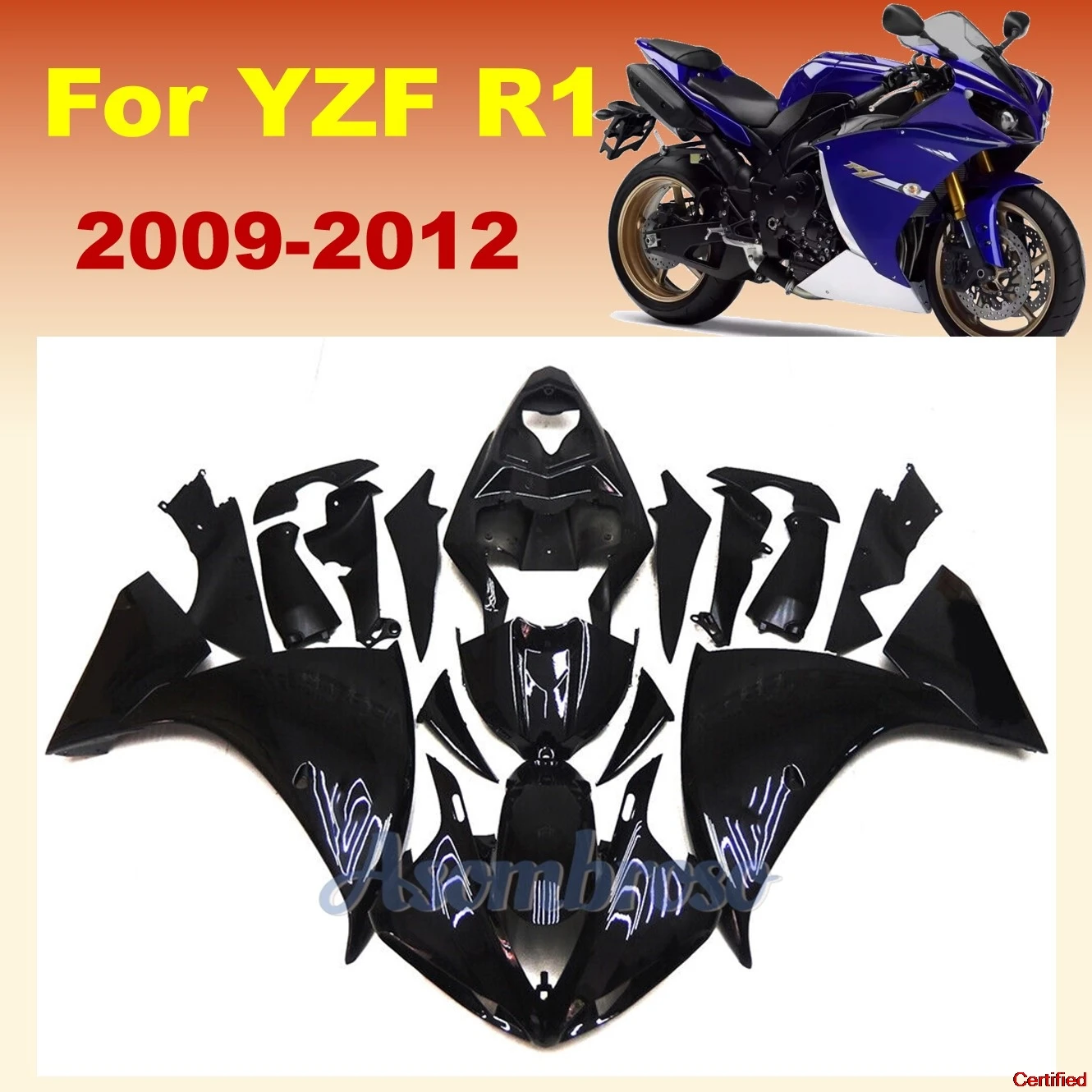 

Глянцевый черный полный комплект обтекателя для Yamaha YZFR1 2009 2010 2011 2012 YZF-R1 09 10 11 12 yzf r1 Обтекатель кузова мотоцикла