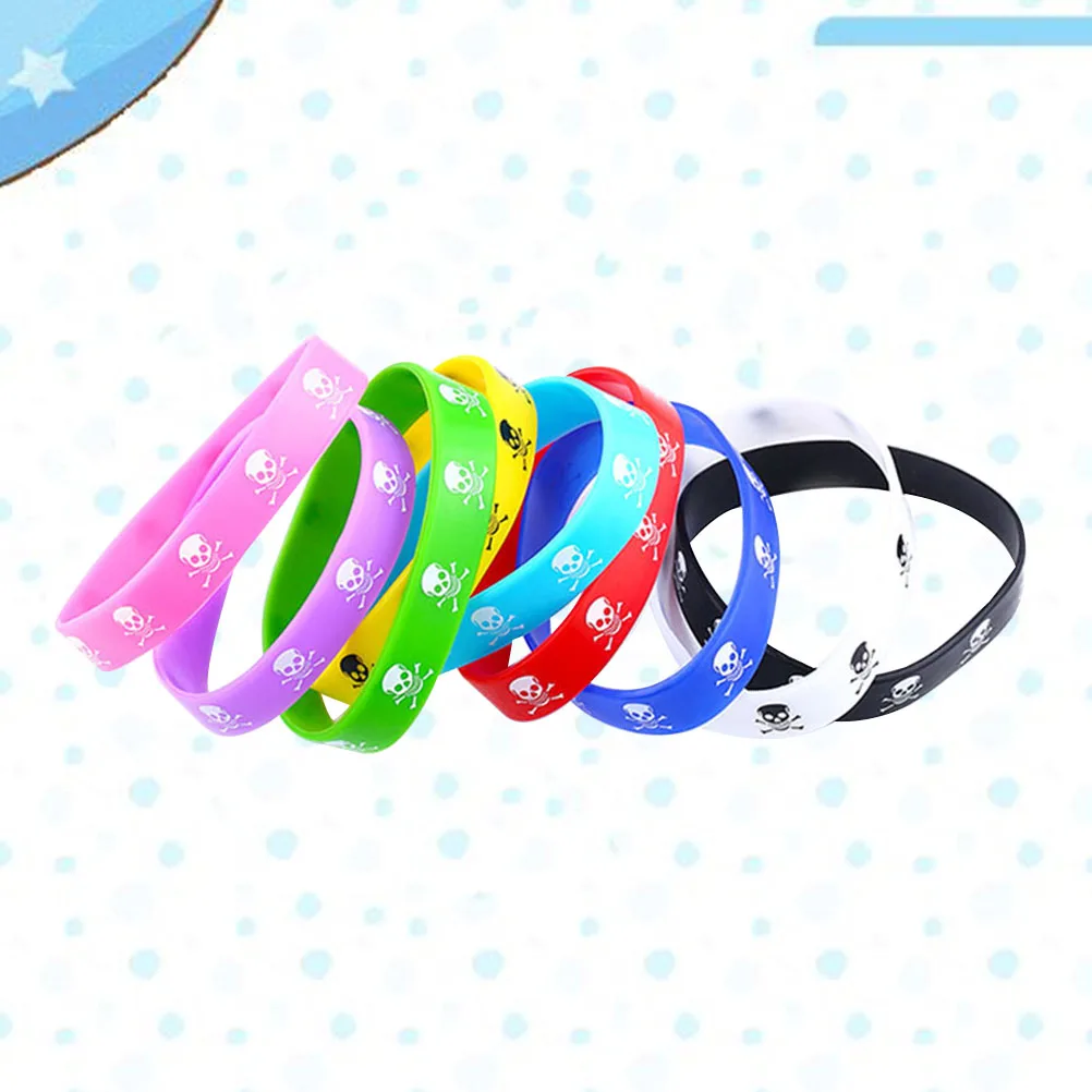 

15 Pcs Wrist Band Skull Bracelet Silica Gel Girl Decoration European American Silicone Women Miss