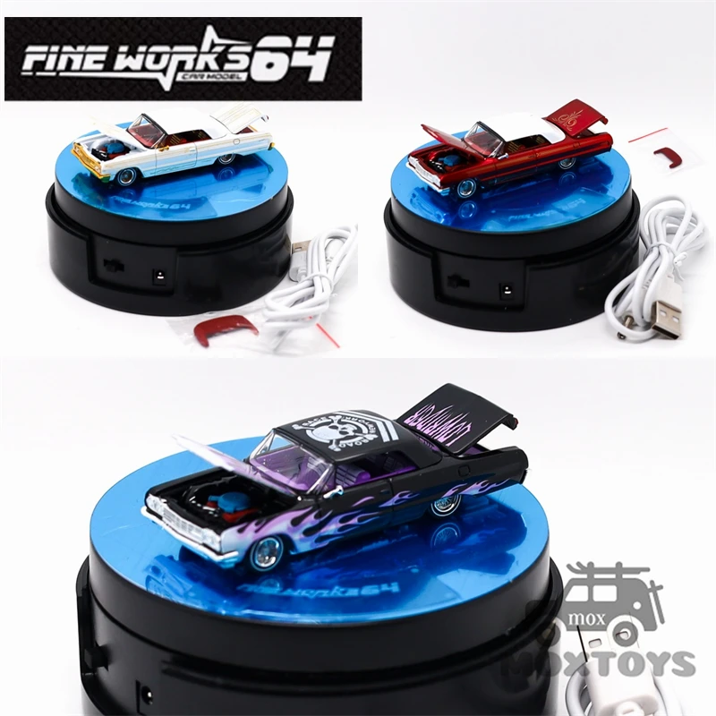 

Fine Works 64 1:64 Impala West Coast Bouncing Cars Металлик Платина / Прозрачный Красный / Ghost Flame Литая под давлением модель автомобиля