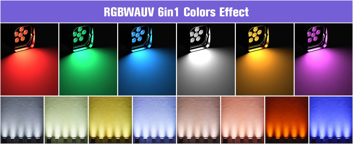 U'King 4 Stück 6x18W 6IN1 Kabelloses Par-Licht RGBAW+UV LED Batterie-Bühnenlicht Kabellose Fernbedienung DMX512 Par-Licht für DJ-Shows – Detail 2