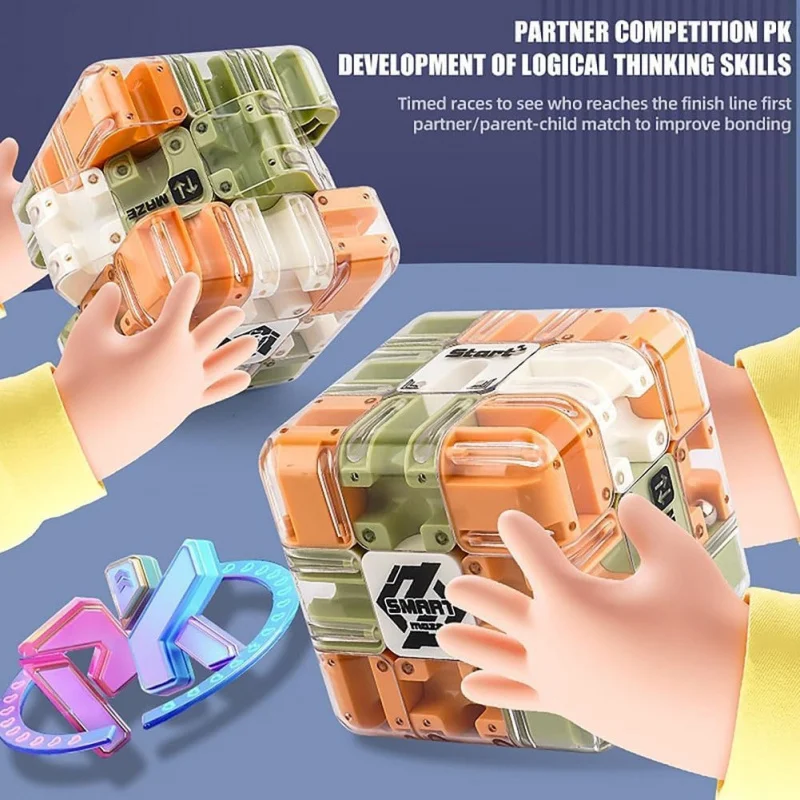 Großer 3D-Labyrinth-Puzzlewürfel – Brain Teaser Labyrinth-Spielspielzeug, 3D-Puzzle-Ball und Würfel für Erwachsene und Teenager, Fokus-Training, Geschenk