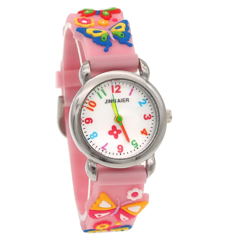 Fashion Leuke 3D Vlinder Kids Horloge Kinderen Horloges Kids Student Meisjes Quartz Lederen Polshorloge