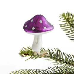 Glass Purple Mushroom Clip Christmas Tree Ornaments Decorations for Home Mushroom Christmas Baubles New Year 2024