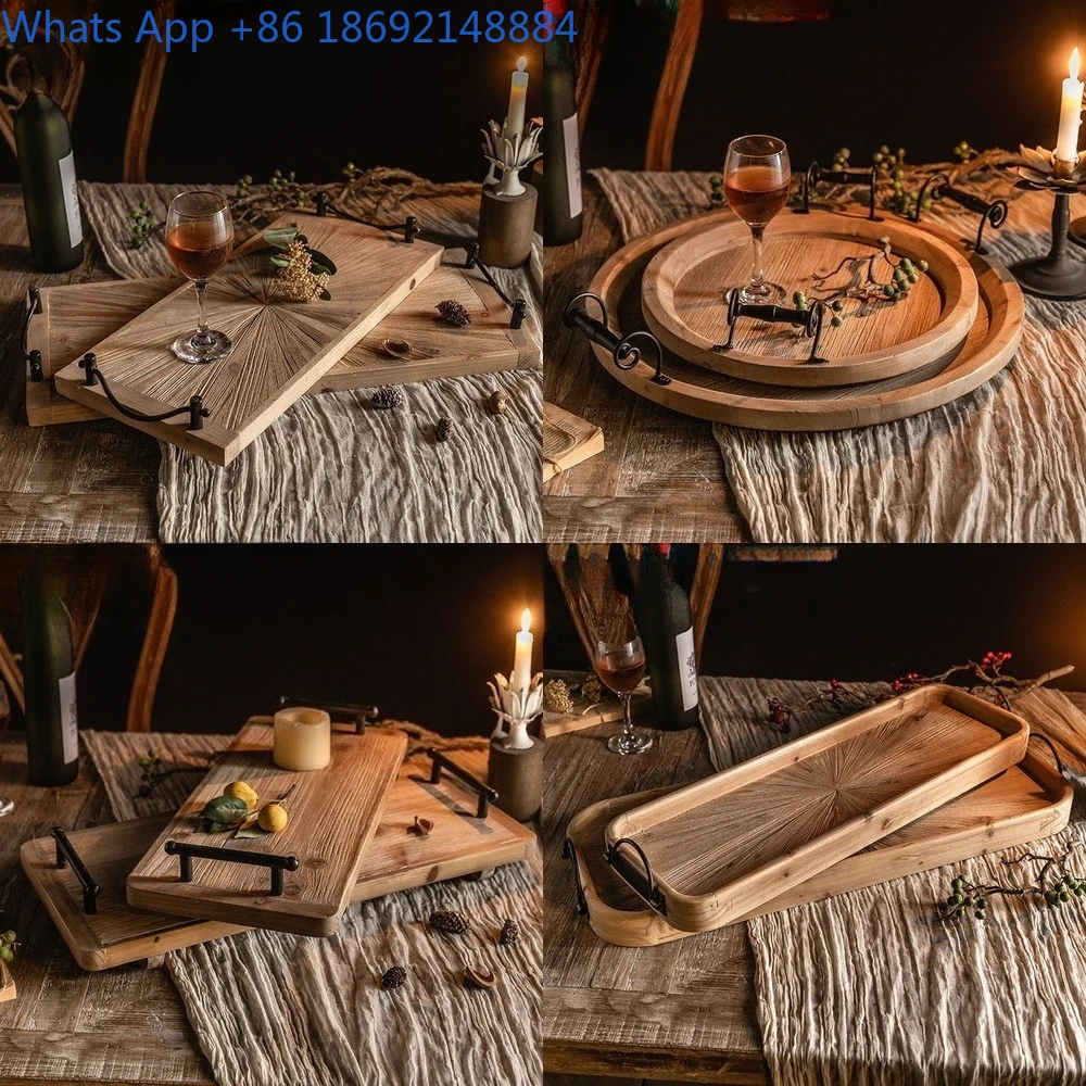 

Rustic Wooden Vintage Tray Decorative Props for Photography and Home Decoration