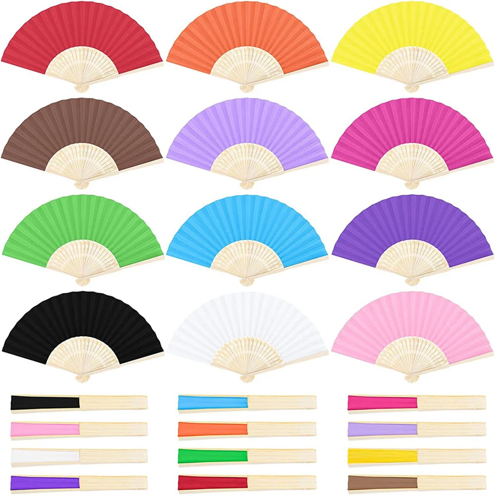 10pcs DIY Paper Fan Bamboo Paper Fan Art Craft Gift Home Decoration Ornaments Dance Hand Fans Wedding Party Home Decorative