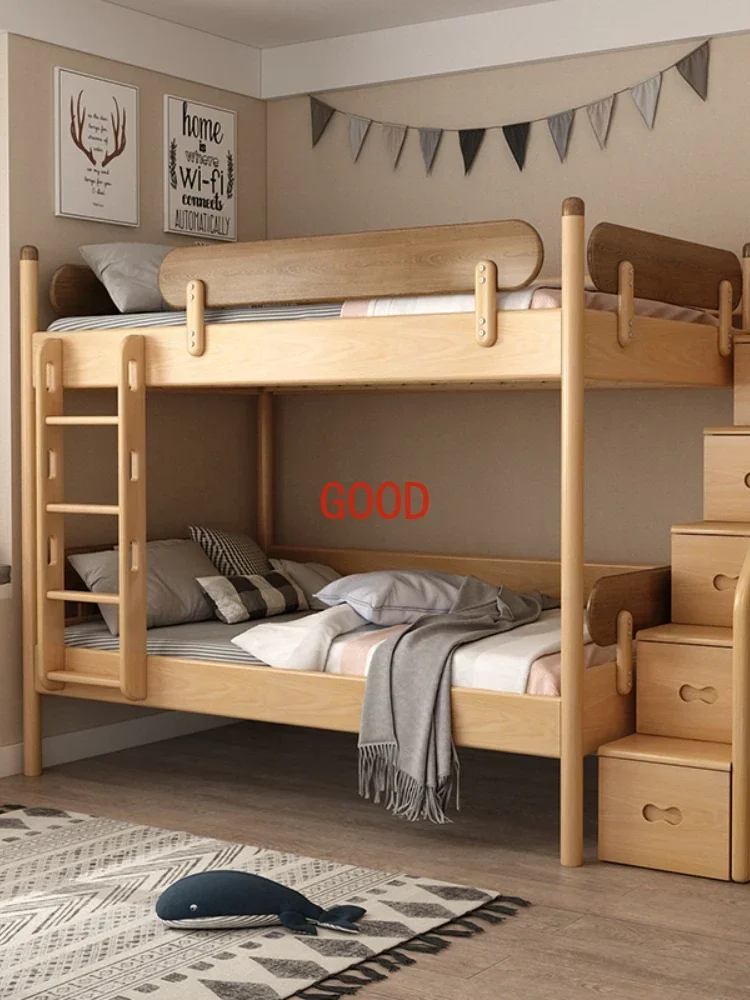 ~Multi-Functional Adult Solid Wood Upper and Lower Double Layers Bunk Bed Parallel Height-Adjustable Bed Bedroom Sets