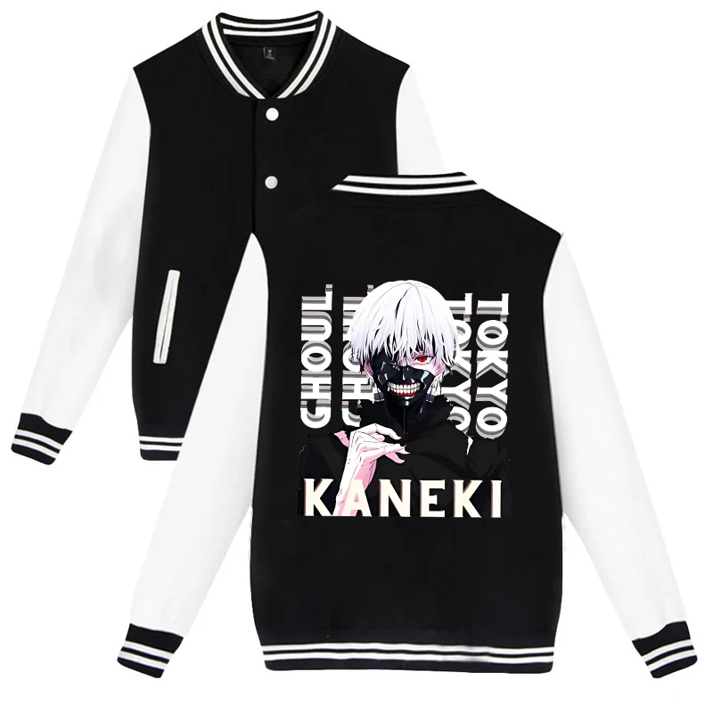 New Kaneki Ken Baseball Jacket Women Men Coat Streetwear Sweatshirt Autumn Winter Hip Hop Baseball Uniform Jersey