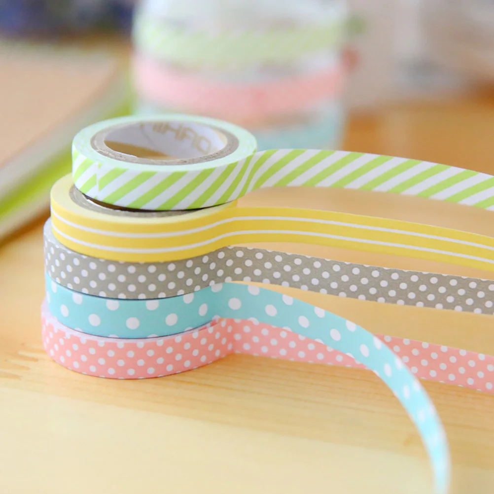 

10Pcs Washi Paper Tape Set Bright Color DIY Decorative Tape for Planner Journal Gift Packaging Home Party Decoration