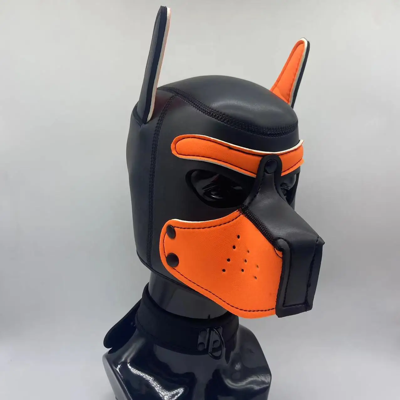 YSJBM New Unisex Sexy Puppy Masks Cosplay Costumes Orange Sponge Open Mouth Hole Dog Full Face Mask Hood for Halloween Party