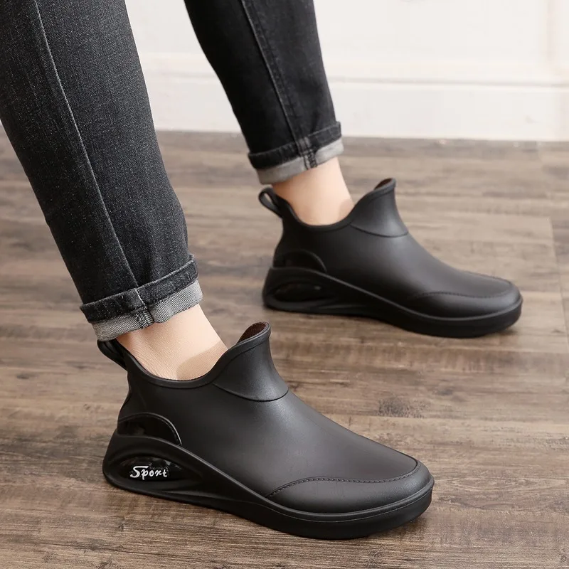 

Rain Shoes Men's Fashion Outer Wear Short Rain Boots Non-slip Waterproof Kitchen Work Rubber Shoes Men's Fishing New Water Shoes