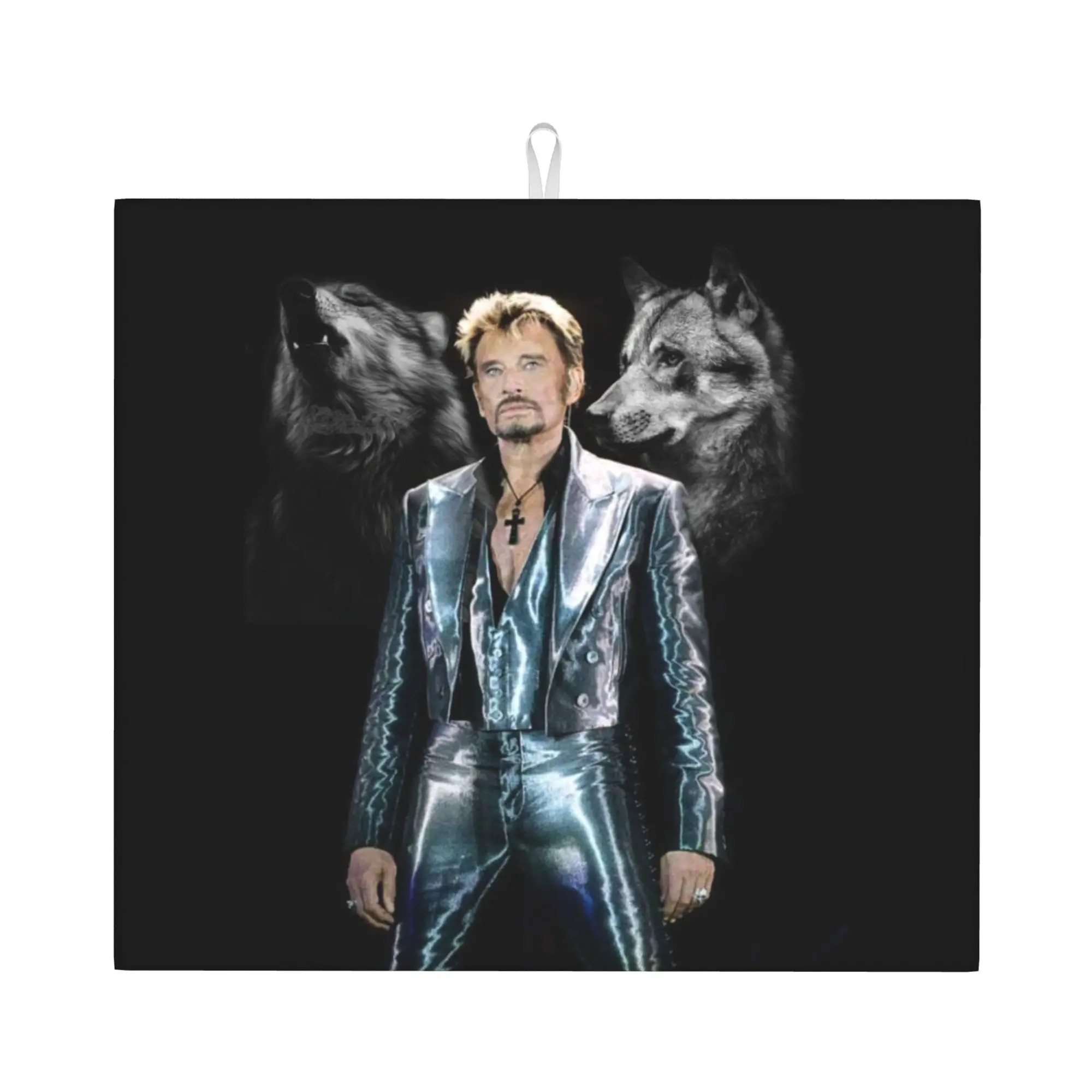 Johnny Hallyday Music Singer Non Slip Kitchen Counter Protector Mat Barware Tableware Reusable French Rock Mat For Kitchen