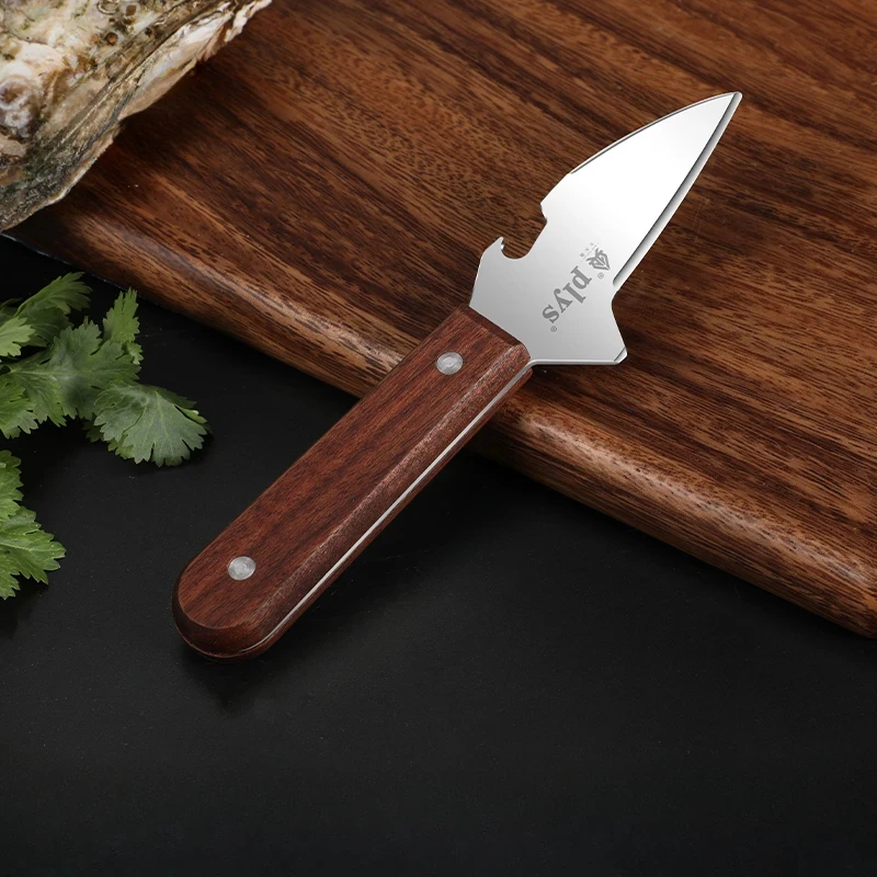 High-quality multi-functional stainless steel oyster knife, oyster shell scallop knife, wooden handle non-slip peeling knife