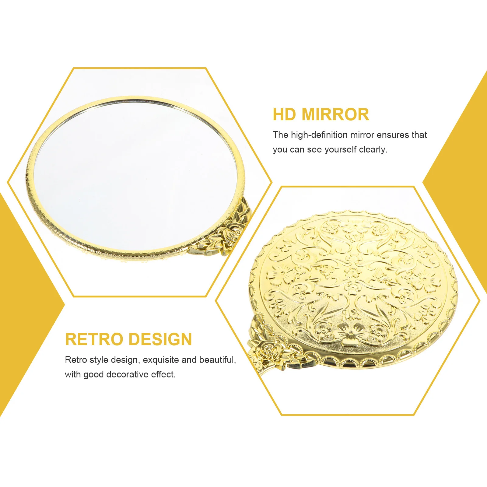 Retro Hand Mirror Portable Handheld Mirror for Women Compact Size Lightweight Durable ABS Material Clear Reflection