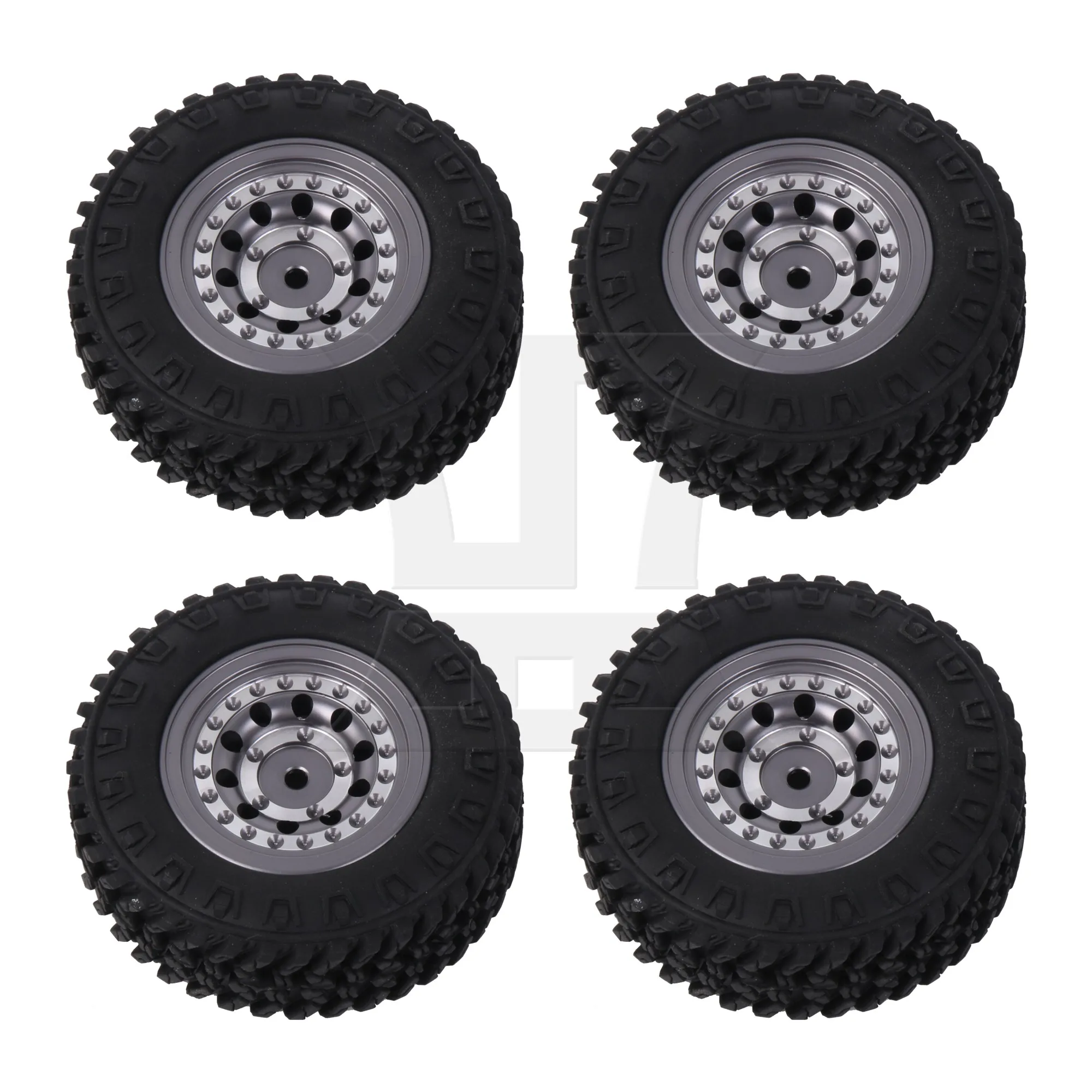 4Pcs RC Wheels Tyres 55mm OD x 20mm T 10 Hole Replacement for FMS 1:18