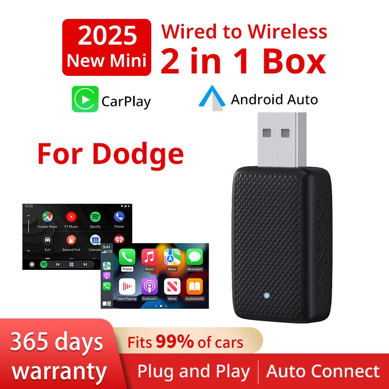 XUDA 2025 New 2in1 Wireless Android Auto Adapter Carplay Wireless For Dodge Ram 1500 2500 Charger Hornet Durang