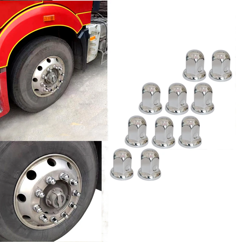 Wheel Nuts Covers 33mm Metal Chrome Plating Universal Bolt Head Protection Cap External Decorative Wheel Rim Screw Trucks Bus