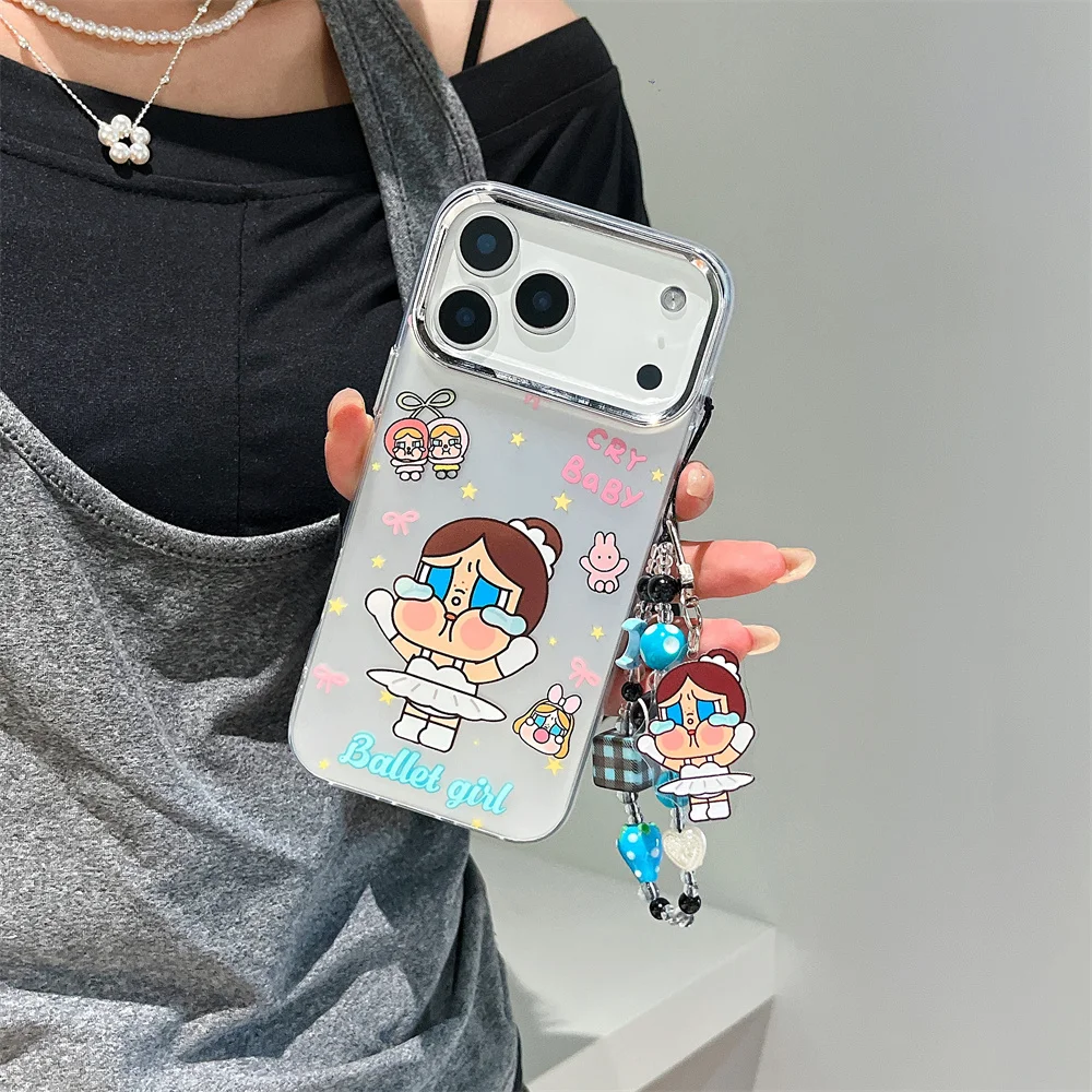 

Funny cartoon cherry girl bunny phone case for iPhone 17 Pro 16 Pro Max 15 14 cover with chain kawaii protective cover For 17