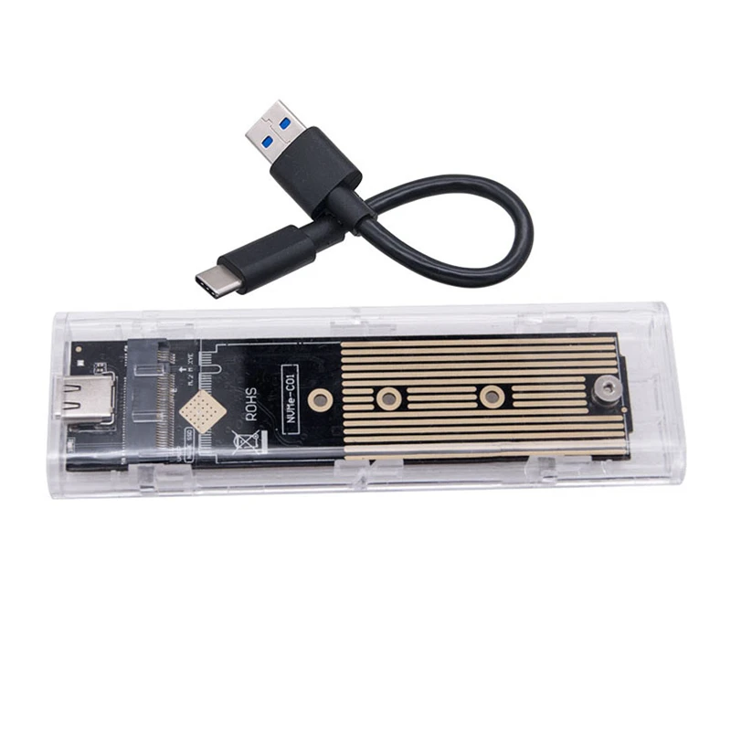 M2 SSD Enclosure Adapter External Transparent M.2 SSD Box JMS583 NVME Enclosure RTL9210B Dual Protocol M2 Case for 2230-2280 SSD