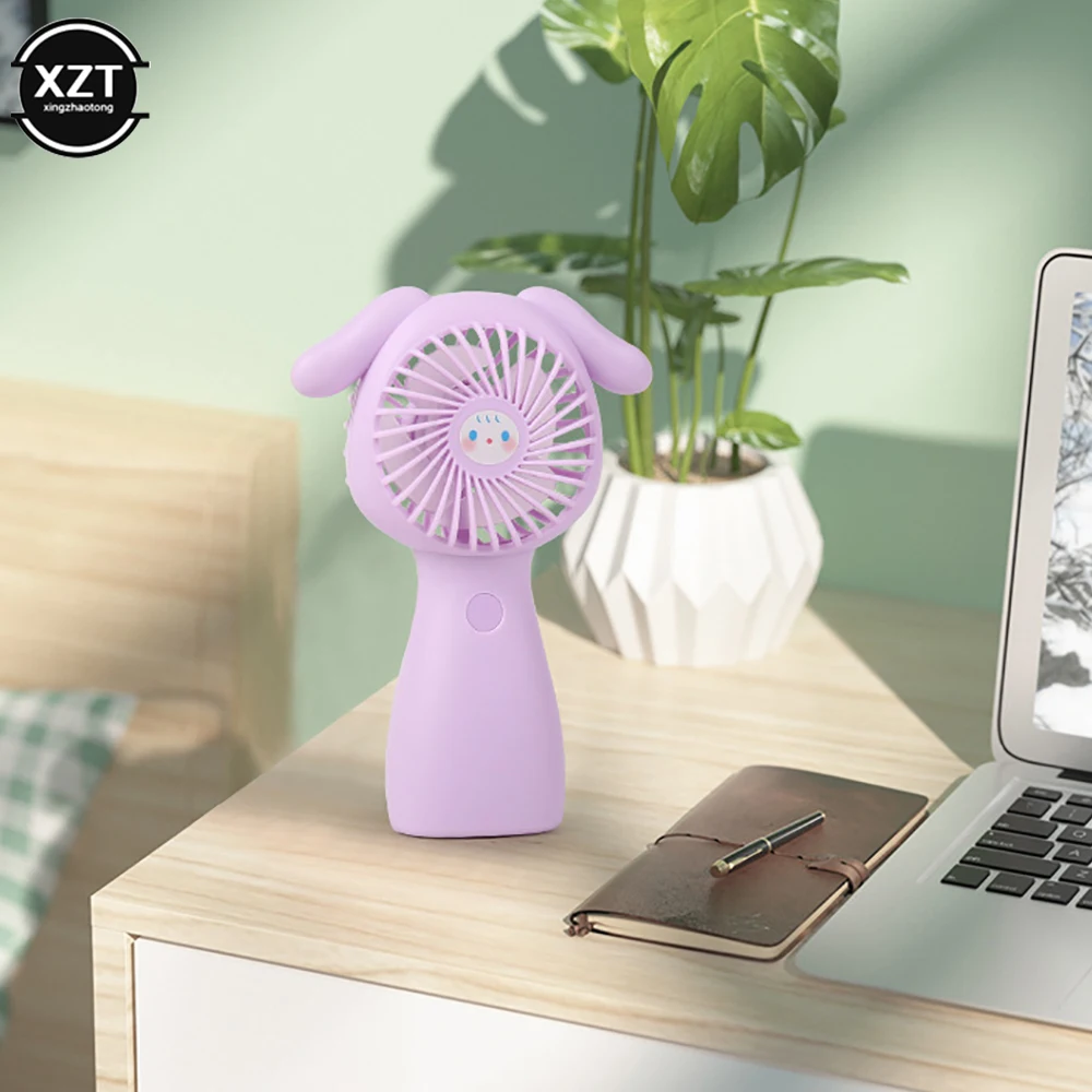 New Cute Student Desktop Fan No Noise Portable Handheld Fan Three Speed Adjustment Small Pocket Fan Usb Outdoor Mini Cartoon Fan