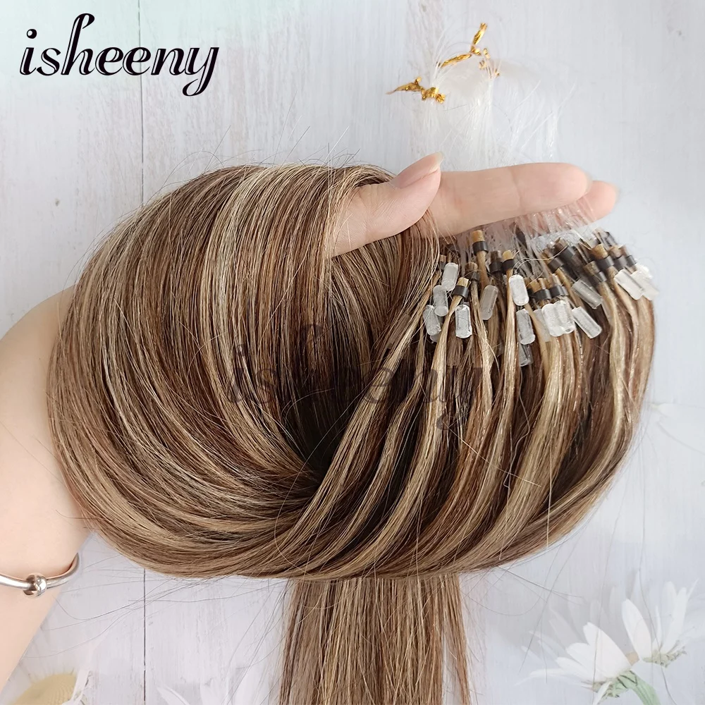 

Наращивание волос Micro Loop из натуральных человеческих волос светлых оттенков, 50 прядей, прямые, с микрокольцами, 30 г/упаковка для женщин