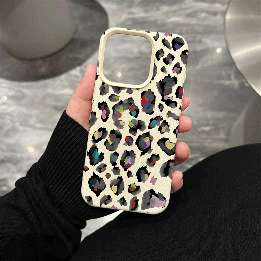 Regenbogen-Leopardenmuster Handyhülle für iPhone 17 16 15 14 13 12 Pro Max 16 15 14 Plus 17 16 15 14 Pro 17Air Silikon Matte Hülle – Detail 5